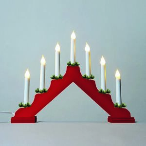 Adventný svietnik s ťahanou žiarovkou LED Filament, červená