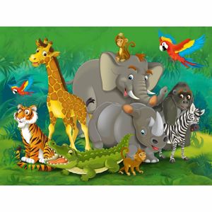 AG Art Detská fototapeta XXL Zvieratá v džungli, 360 x 270 cm, 4 diely