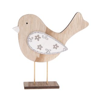 Drevená dekorácia Vtáčik Pinky, 19,5 x 20 cm
