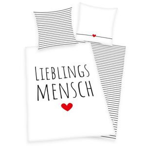 Herding Bavlnené obliečky Lieblings mensch, 140 x 200 cm, 70 x 90 cm