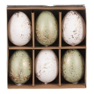 Sada umelých veľkonočných vajíčok zlato zdobených, zeleno-biela, 6 ks​