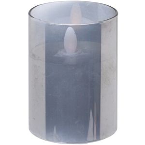 Sklenený svietnik s LED sviečkou a časovačom, 10 cm, sivá