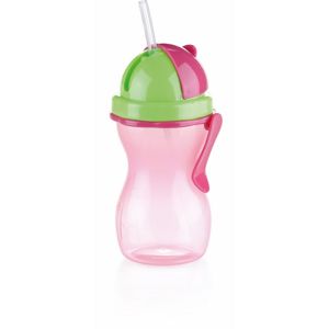 TESCOMA detská fľaša so slamkou BAMBINI 300 ml, zelená, ružová , 