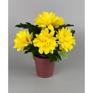 Umelá kvetina Chryzantéma v kvetináči 16 cm, žltá