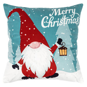 Domarex Vianočná svietiaca obliečka na vankúšik s LED svetielkami Škriatok s lampášom, 45 x 45 cm, 