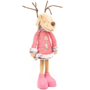 Vianočná textilná dekorácia Pink Reindeer Boy, 60 cm