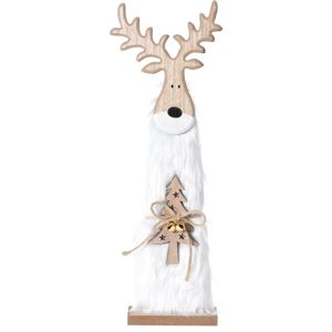 Vianočný drevený Sob Ervín biela, 40 cm