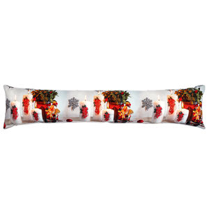 Forbyt Vianočný ozdobný tesniaci LED vankúš do okien Sviečky červená, 85 x 18 cm