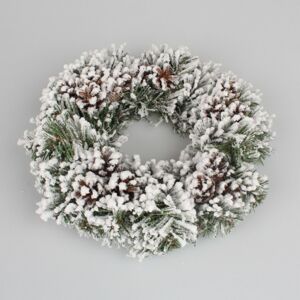 Vianočný veniec Snowy cones biela, pr. 26 cm